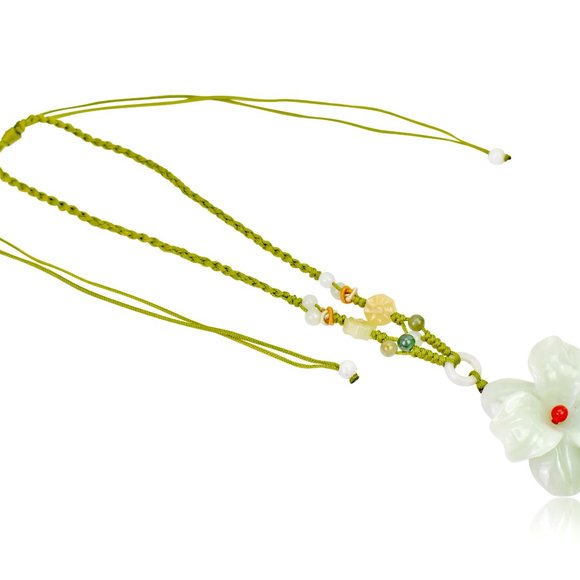 Watsonia Flower Blossom Handmade Jade Necklace Pendant - Picture 4 of 5